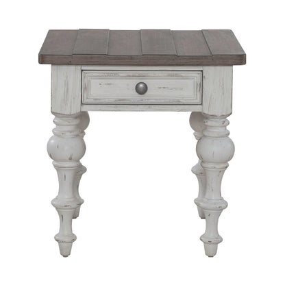River Place - End Table - Riverstone White & Tobacco