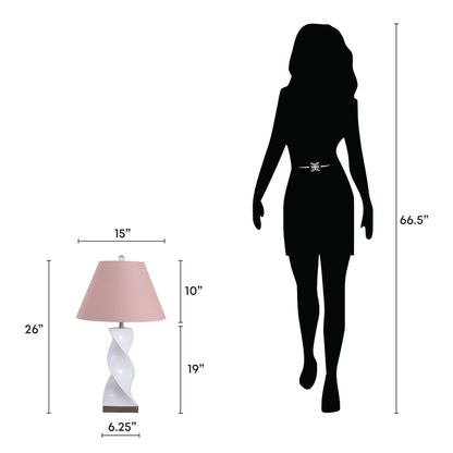 Blush Pirouette - 26 X 15 - Ceramic Table Lamp (Set of 2) - Glossy White