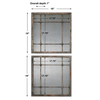 Saragano - Square Mirrors (Set of 2) - Light Brown