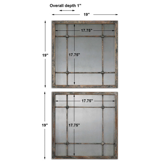 Saragano - Square Mirrors (Set of 2) - Light Brown