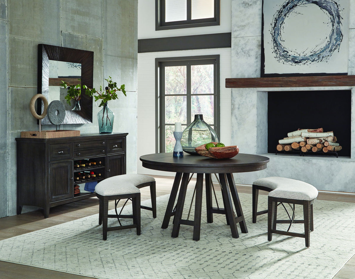 Westley Falls - Curved Bench With Upholstered Seat - Graphite