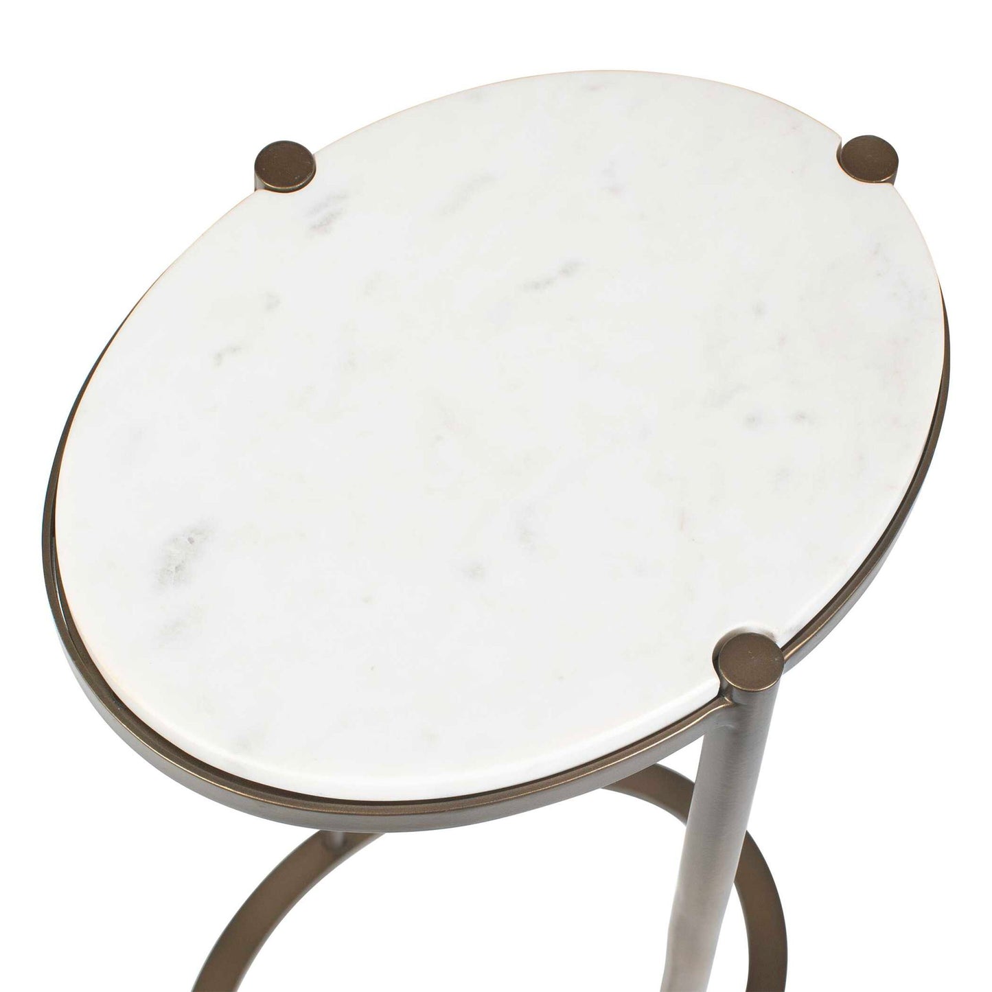 Mercier - Round Marble Accent Table - Brass / White