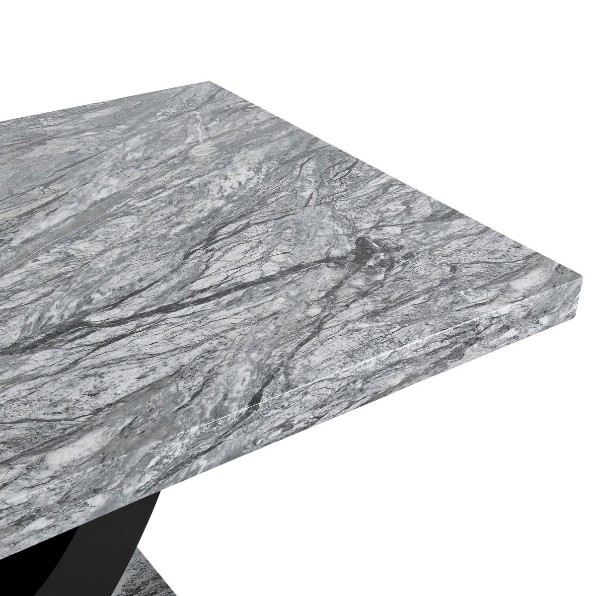 Lyra - Dining Table Top And Base Bottom - Gray Faux Marble