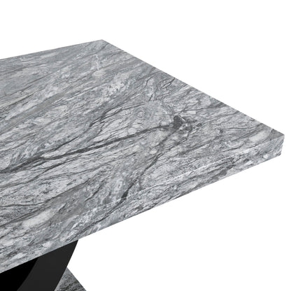 Lyra - Dining Table Top And Base Bottom - Gray Faux Marble