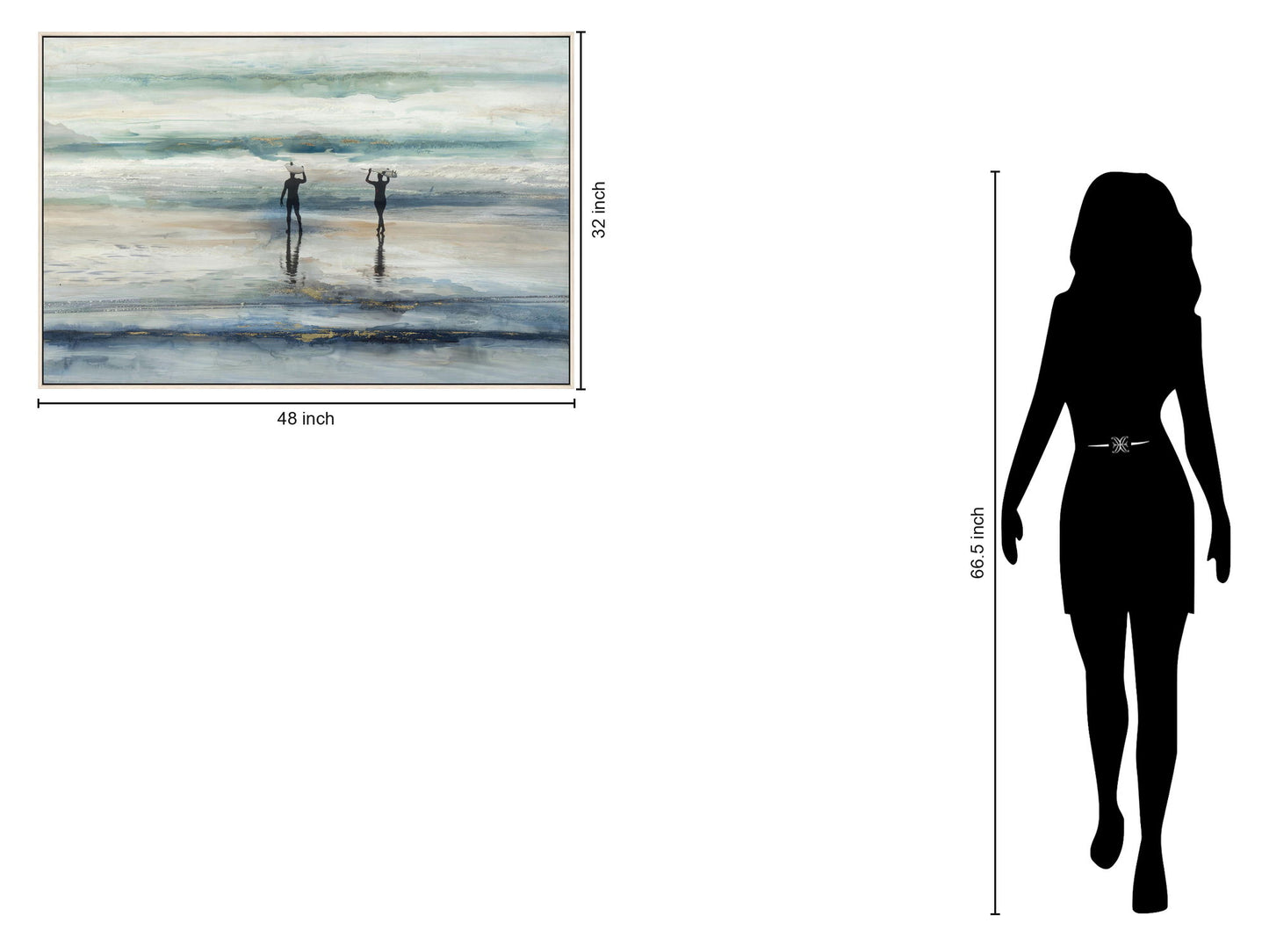 Surfer Stroll - 32" x 48" Framed Wall Art - Blue