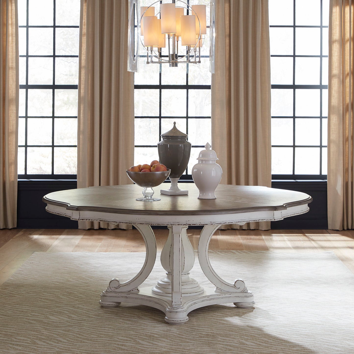 Magnolia Manor - Round Pedestal Table Base - Antique White