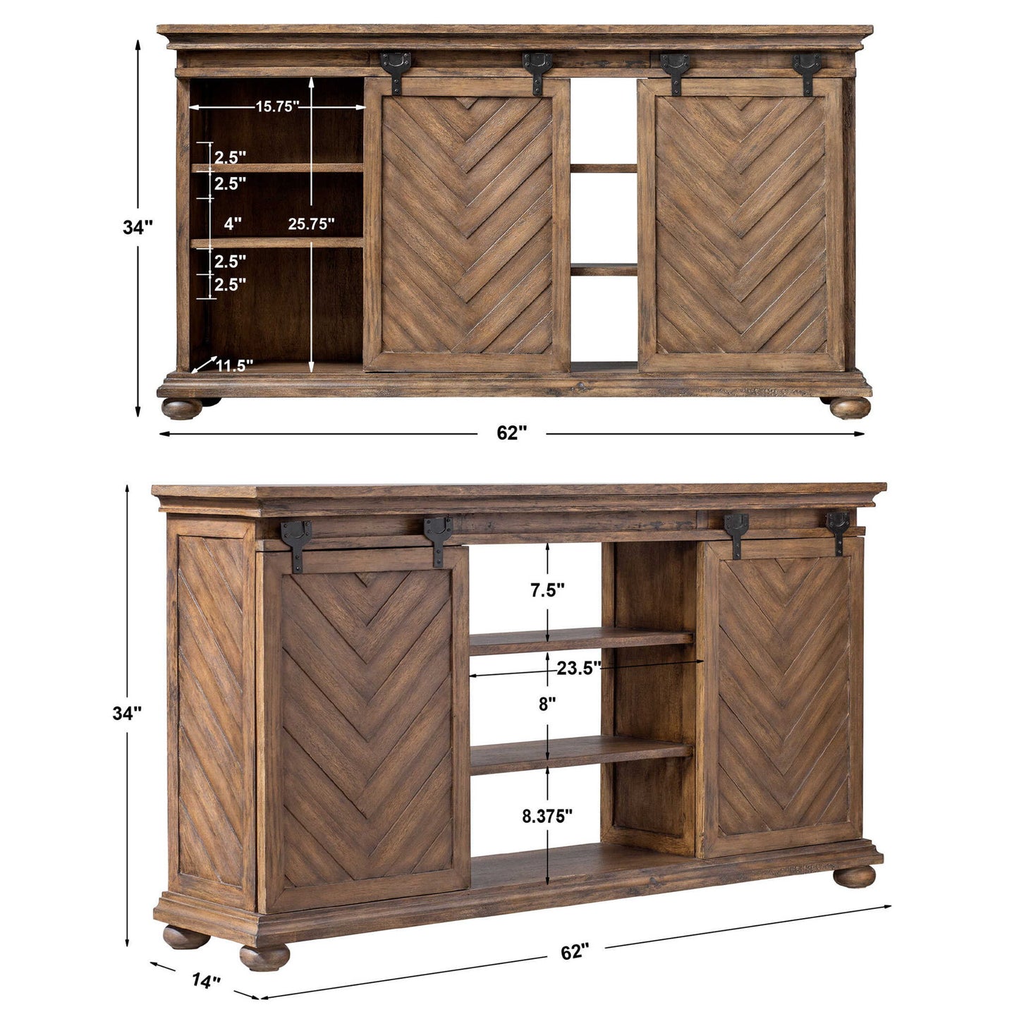 Primalia - Barn Door Media Console - Light Brown