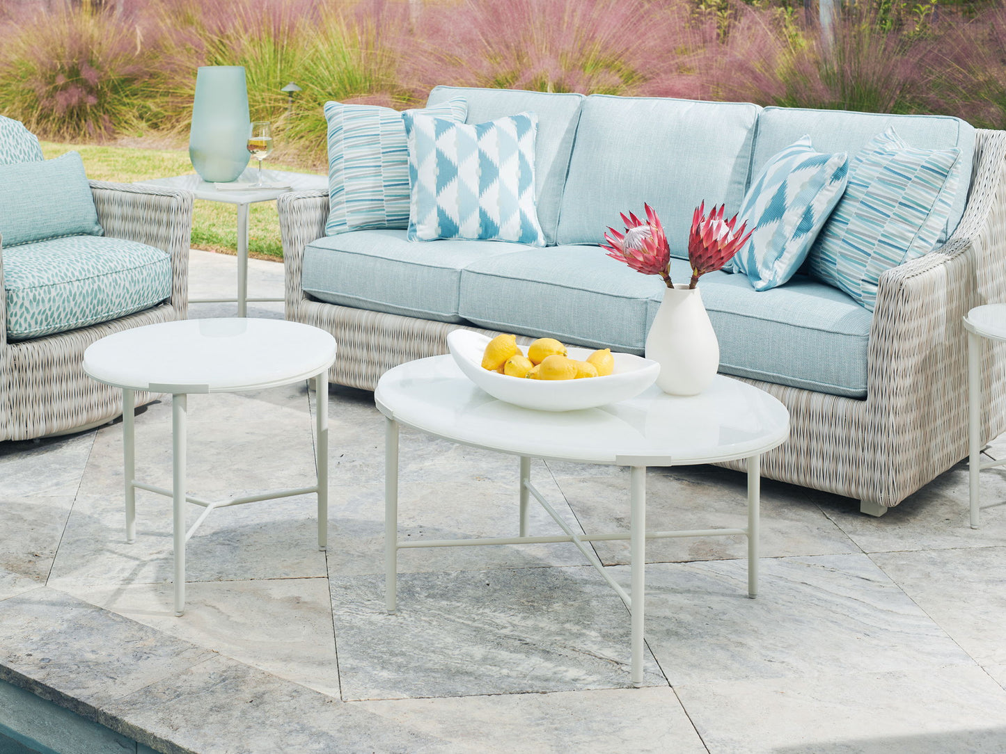 Seabrook - Swivel Lounge Chair - Beige / Blue