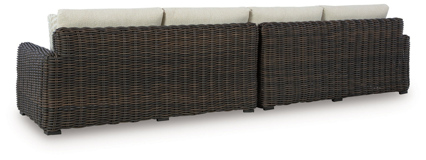 Kimora - Raf/Laf Loveseat With Cushion (Set of 2) - Beige / Dark Brown