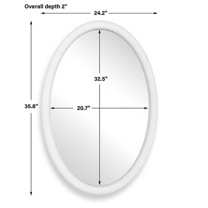 Bali - Ribbed Oval Mirror - White