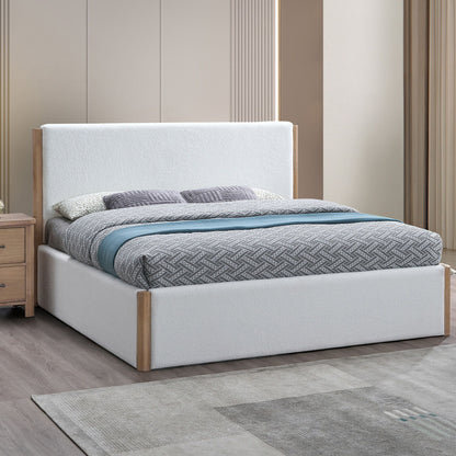 Anika - 5/0 Queen Upholstered Footboard & Slats - White / Natural