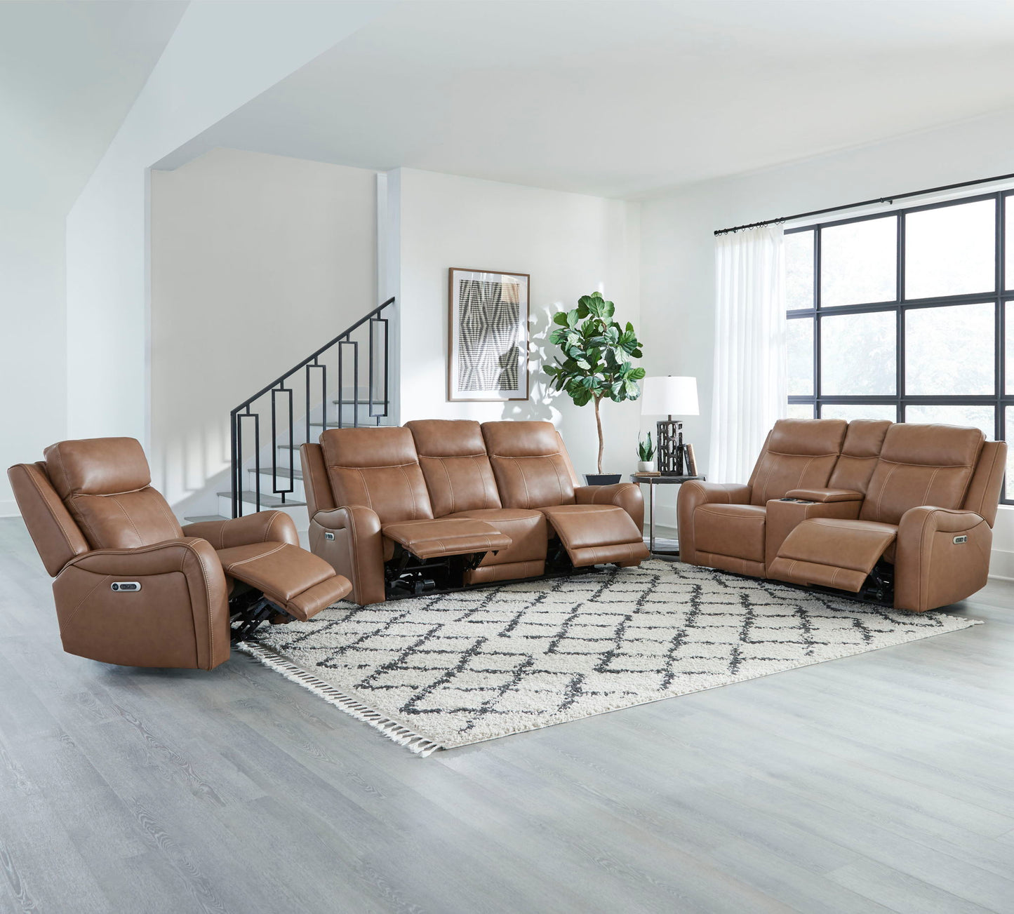 Haywood - Power Reclining Console Loveseat - Butternut