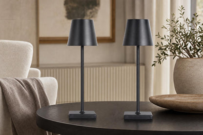 "Eclipse Aura I" Rechargeable LED Metal Accent Lamp (Set of 2) - Black