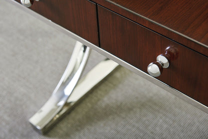 Studio Designs - Andrea Writing Desk - Dark Brown / Pearl Silver