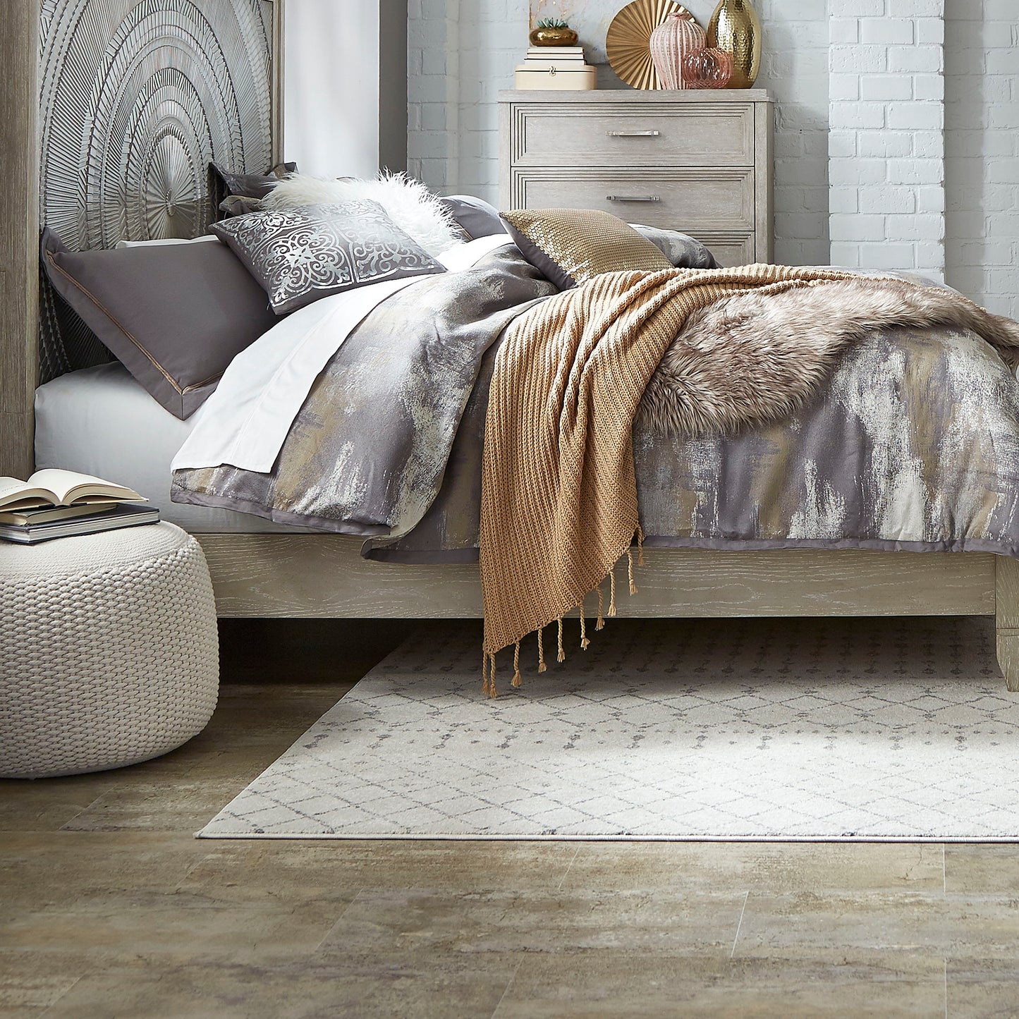 Belmar - Panel Bed Rails - Washed Taupe
