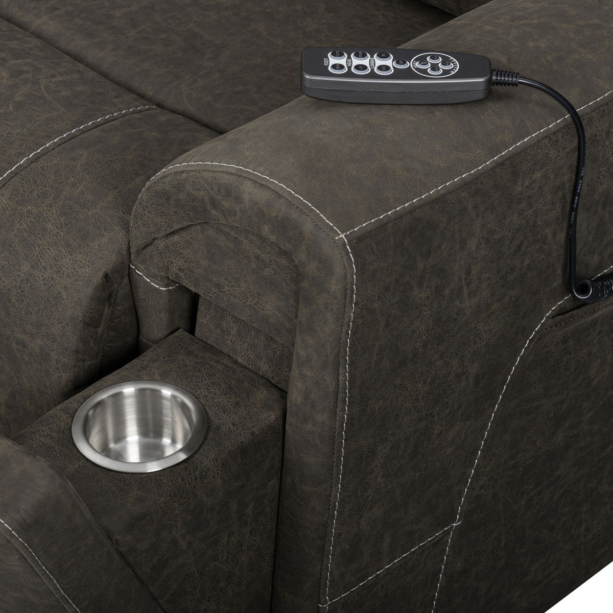 Gaia - RAF Recliner With Power Headrest, Footrest, Massage, Heat - Sable