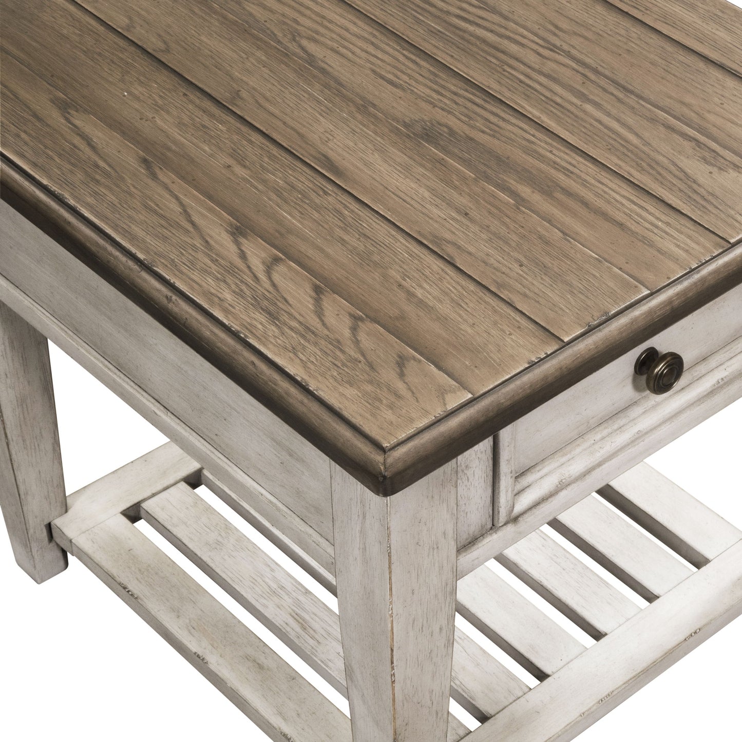 Heartland - Drawer End Table - Antique White / Tobacco Tops