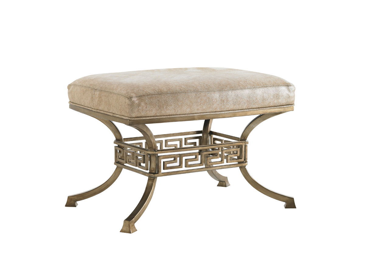 Tower Place - Beldon Leather Ottoman - Beige / Pearl Silver