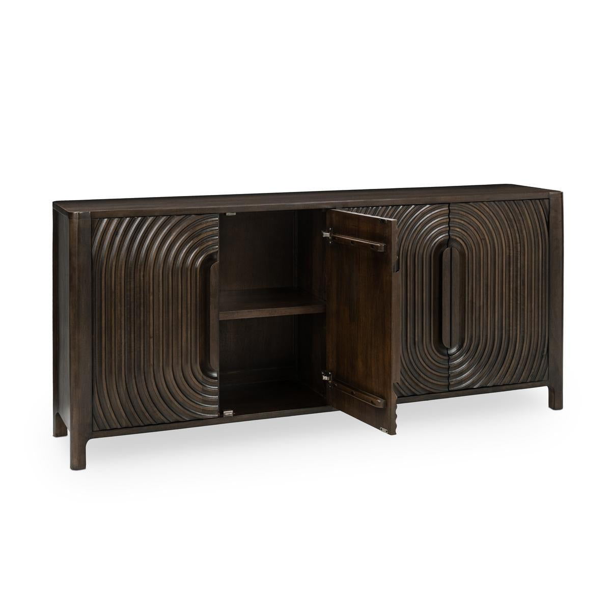 Colson - Mango Wood 4 Door Cabinet - Dark Brown