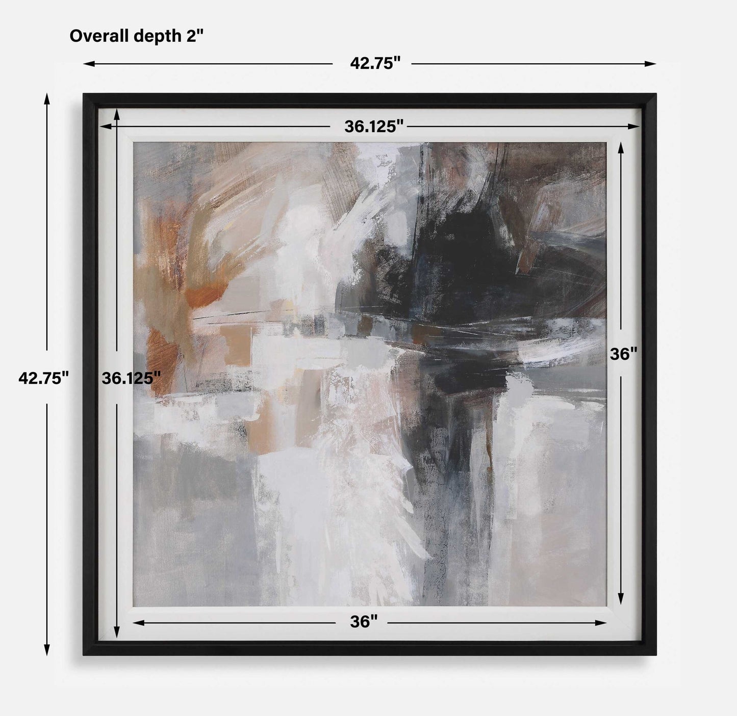 Wings Neutral - Abstract Framed Print - Black