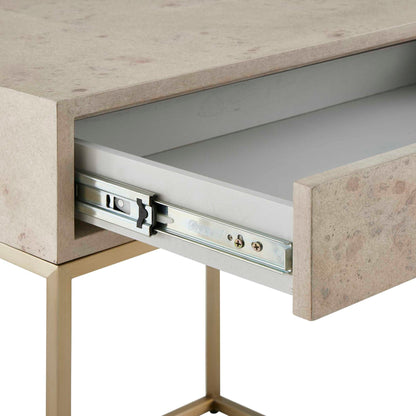 Pembrook - Side Table - Light Washed / Brass
