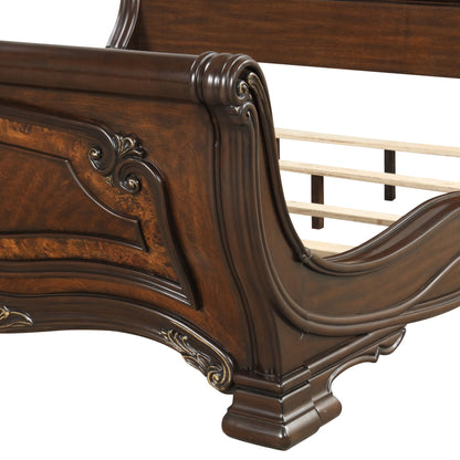 Bella Notte - 6''6" King Sleigh Footboard & Slats - Mahogany Brown