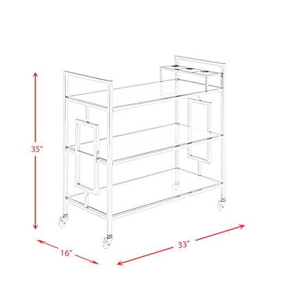 Ezra - Serving Bar Cart - Chrome
