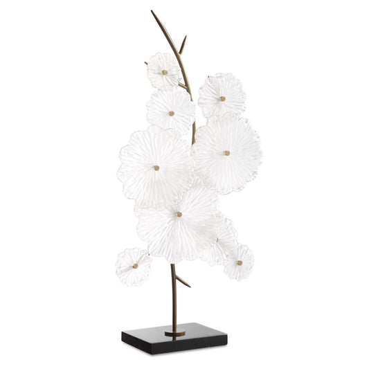 Glass - Garden Table Sculpture - Gold / White