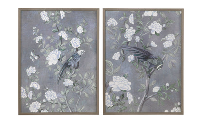 Birds & Blooms II Framed Print - Dark Gray