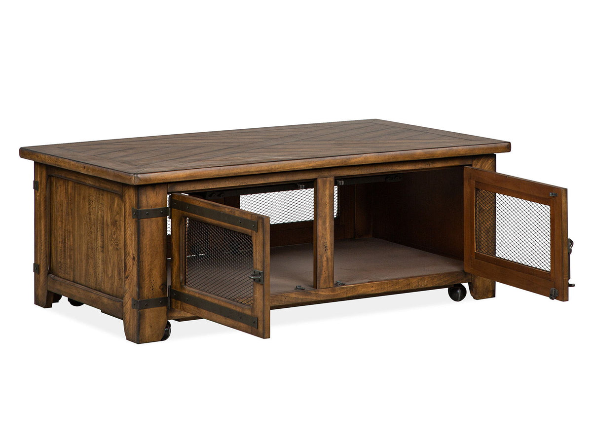 Chesterfield - Top Storage Cocktail Table With Casters - Farmhouse Timber
