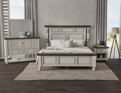 Stone - Queen Headboard - Antiqued Ivory / Weathered Gray