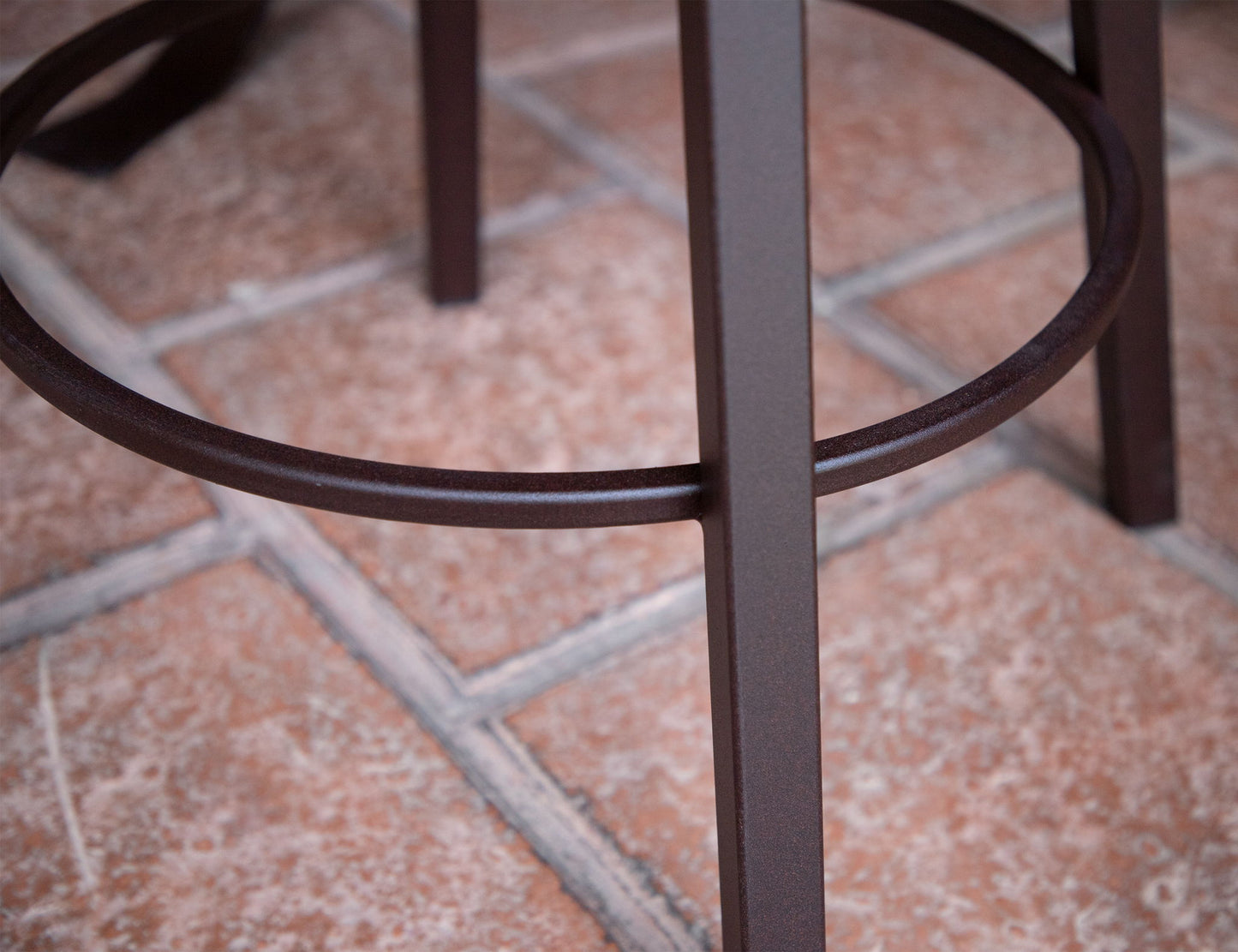 Antique - Stool With Iron Base - Multicolor