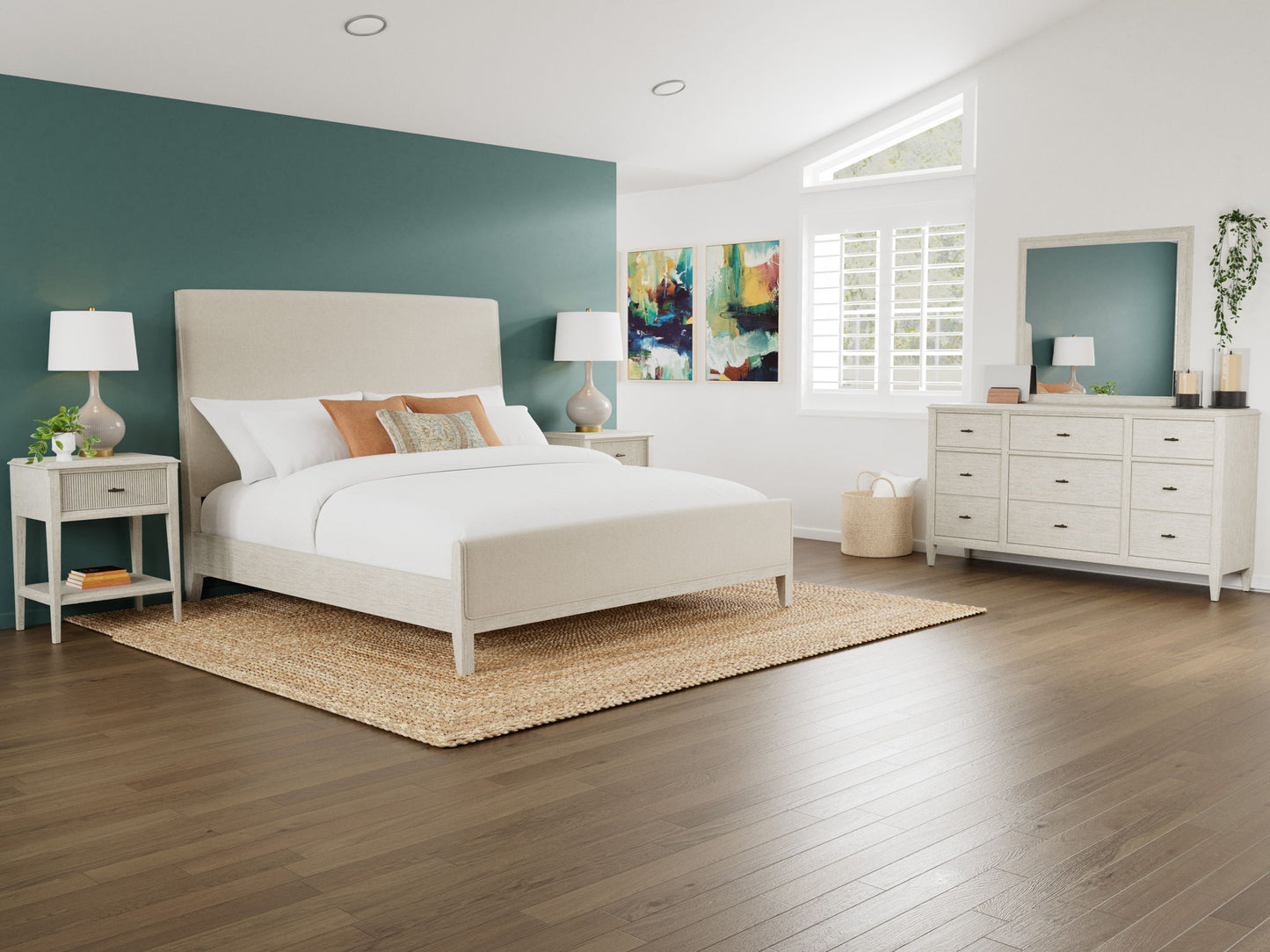 Carmella - King Upholstered Bed - Pebble Oak