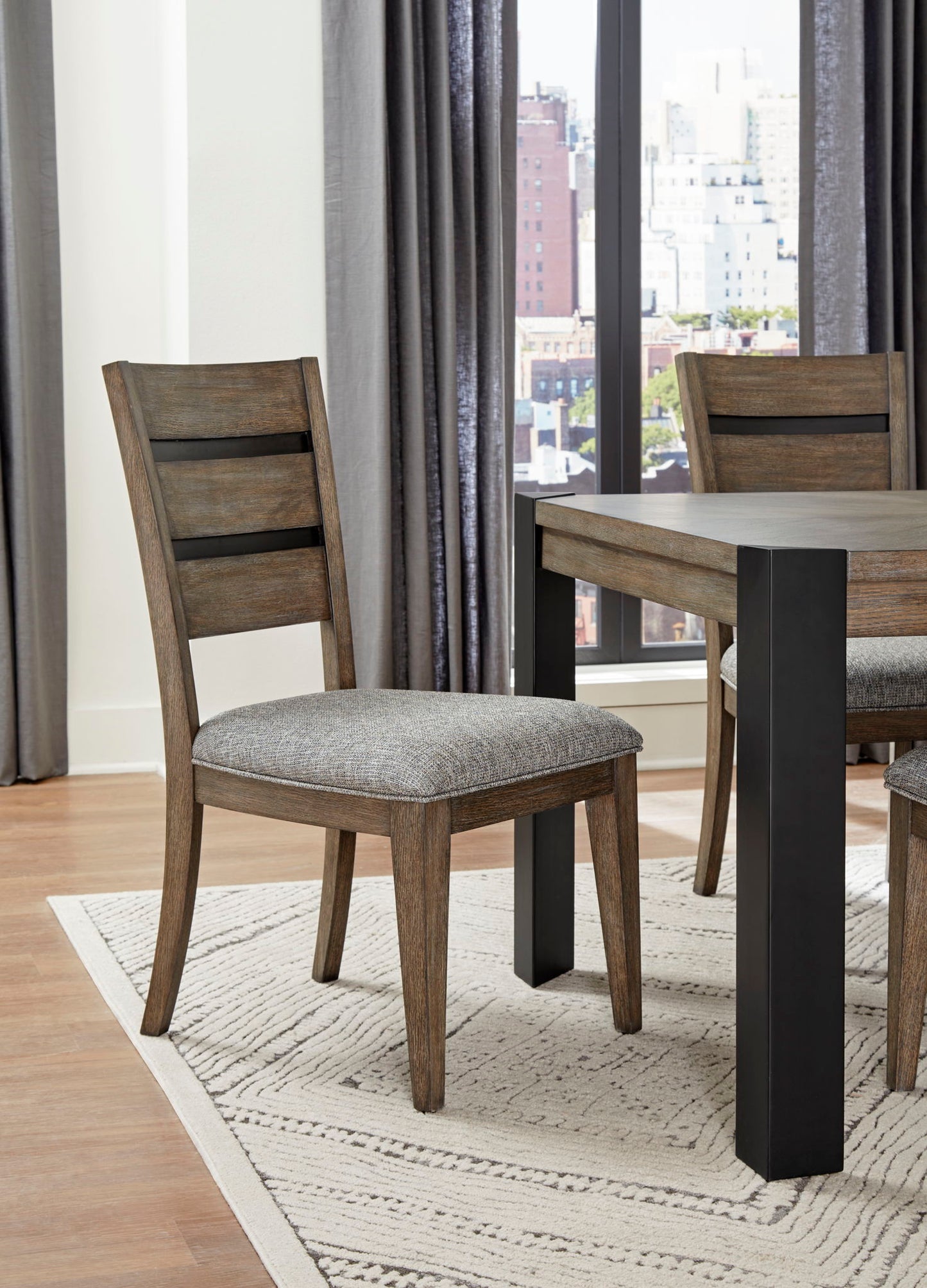 Cedar Fork - Dining Table With 6 Ladderback Chairs - Smoked Arabica