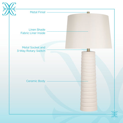 "Calming Flow" Ceramic Table Lamp (Set of 2) - Textured White
