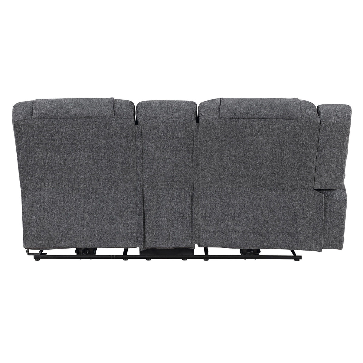 Redondo - LAF Console Loveseat With 2 Recliners Power - Dark Gray