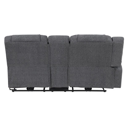 Redondo - LAF Console Loveseat With 2 Recliners Power - Dark Gray