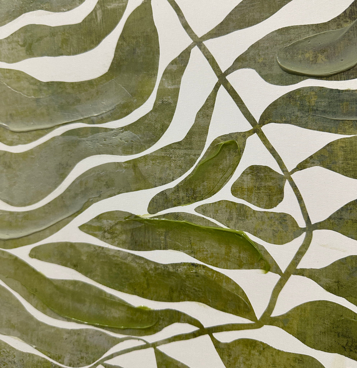 Frond Cadence I - 24 X 35 - Hand-Embellished Canvas In Frame - Green
