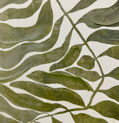 Frond Cadence I - 24 X 35 - Hand-Embellished Canvas In Frame - Green