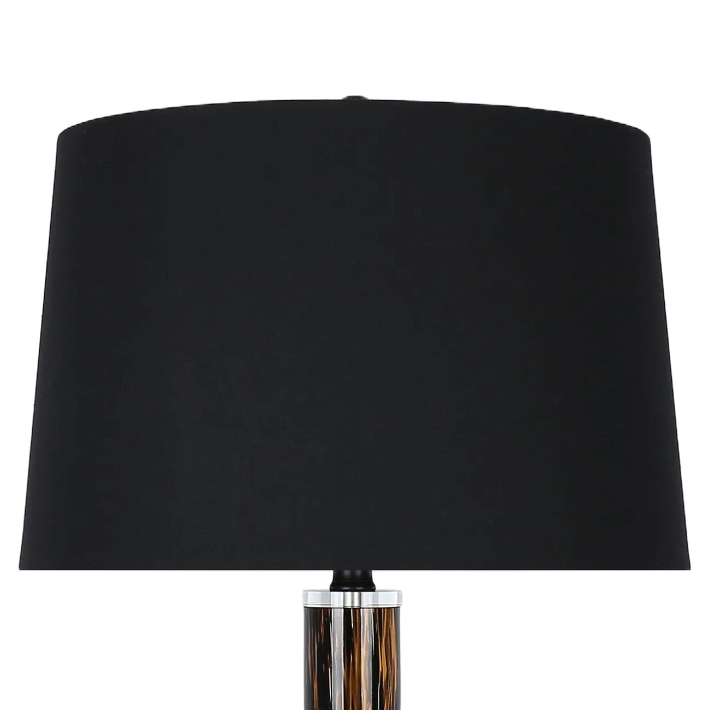 Speckled Glow Art Glass & Crystal Table Lamp (Set of 2) - Black Speckled Amber Art Glass / Clear Crystal