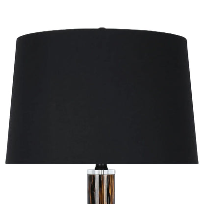 Speckled Glow Art Glass & Crystal Table Lamp (Set of 2) - Black Speckled Amber Art Glass / Clear Crystal