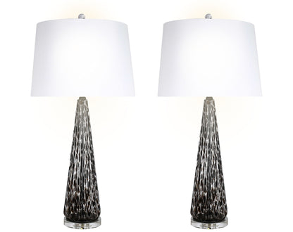 "Eclipse Radiance" Art Glass Table Lamp (Set of 2) - Black Art Glass