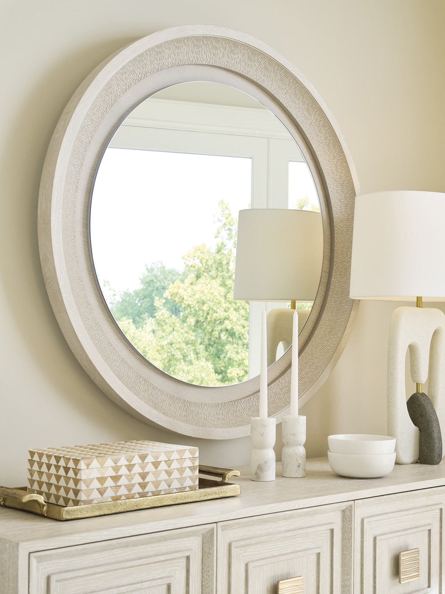 Copacabana - Marisol Round Mirror - White
