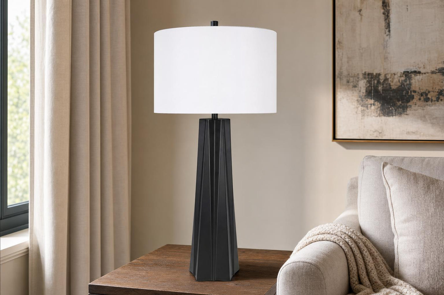 "Obsidian Glow" Metal Table Lamp (Set of 2) - Matte Black