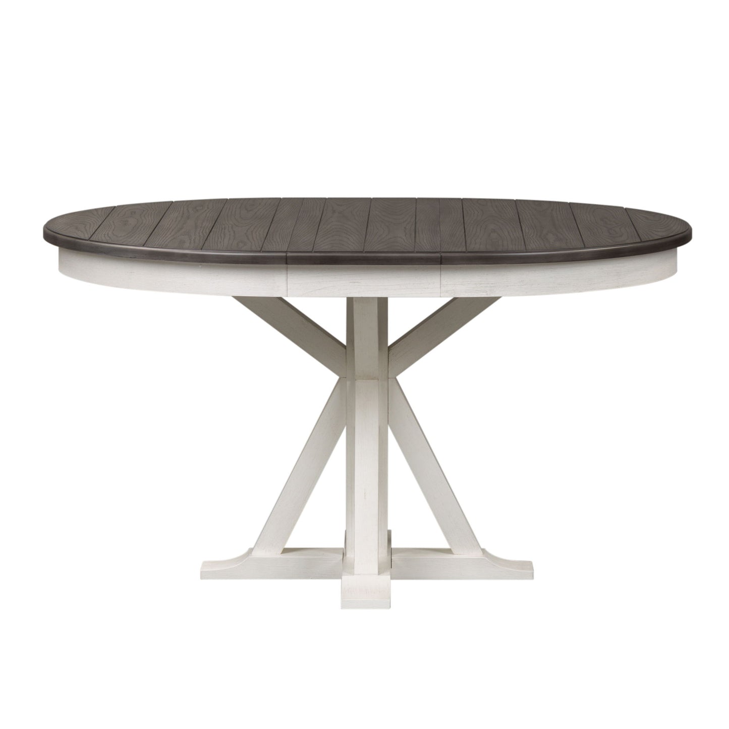 Allyson Park - Single Pedestal Table Top - Wirebrushed White / Charcoal
