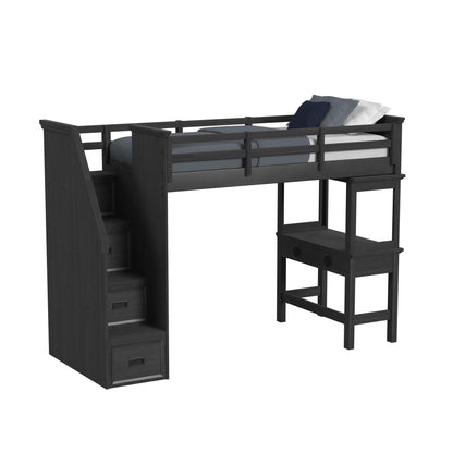 Hampton Kids - Loft With Staircase And Desk With Speaker Bedroom Set