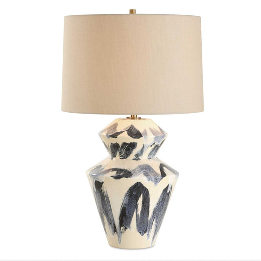 Oranda - Abstract Geometric Table Lamp - Blue / White