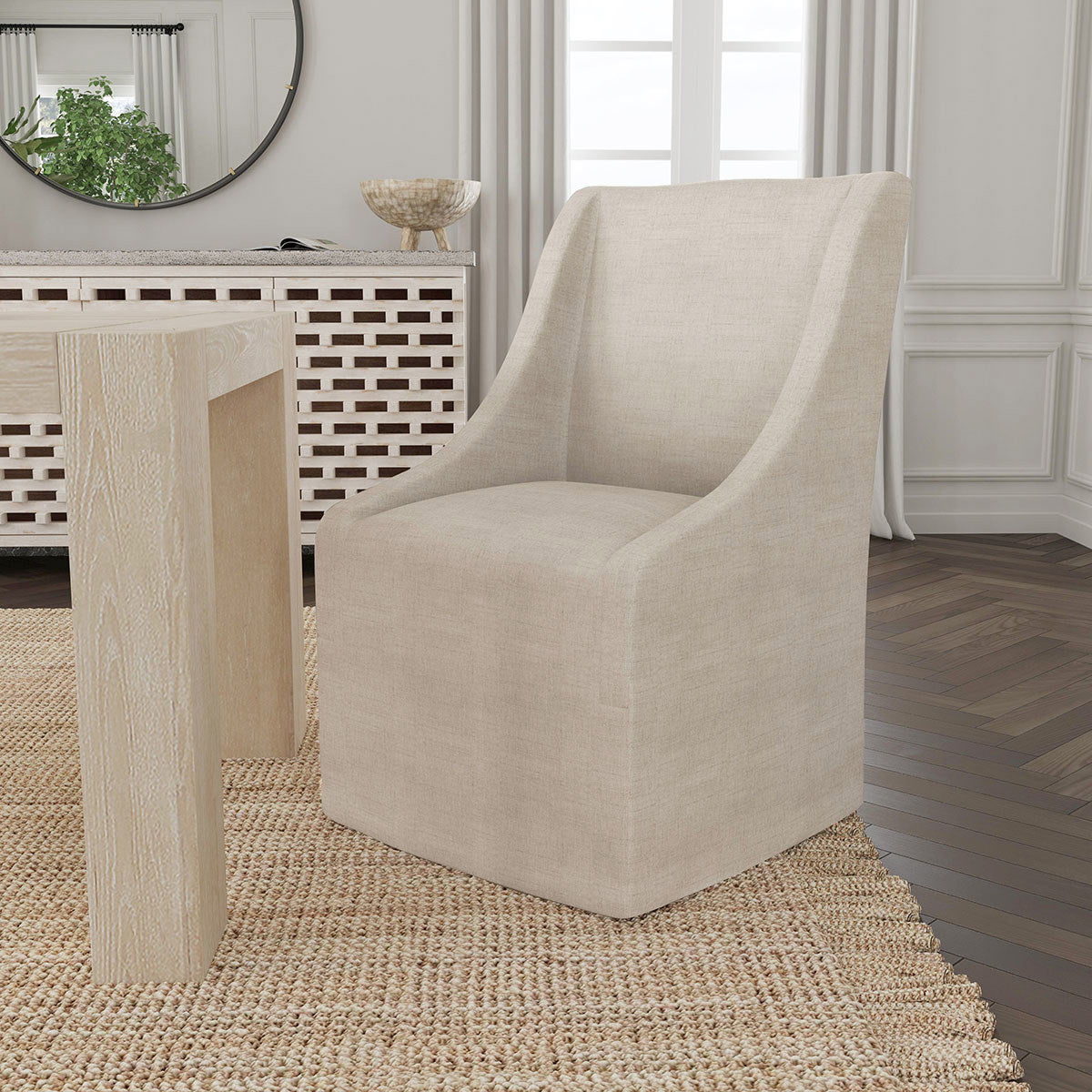 Warwick - Upholstered Rolling Dining Chair