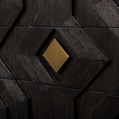 Faulkner - 3 Drawer Modern Chest - Black / Brass