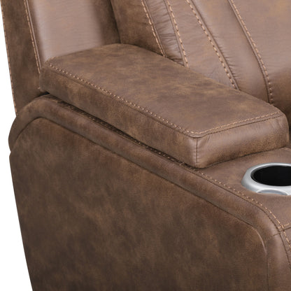 Carrow - Sofa With Power Headrest & Footrest, Stereo, Massage - Brown